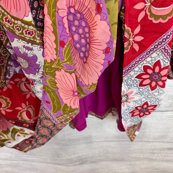 Aakaa Women's Floral Purple Red Boho Long Sleeve Dress Size 3X - Picture 5 of 8
